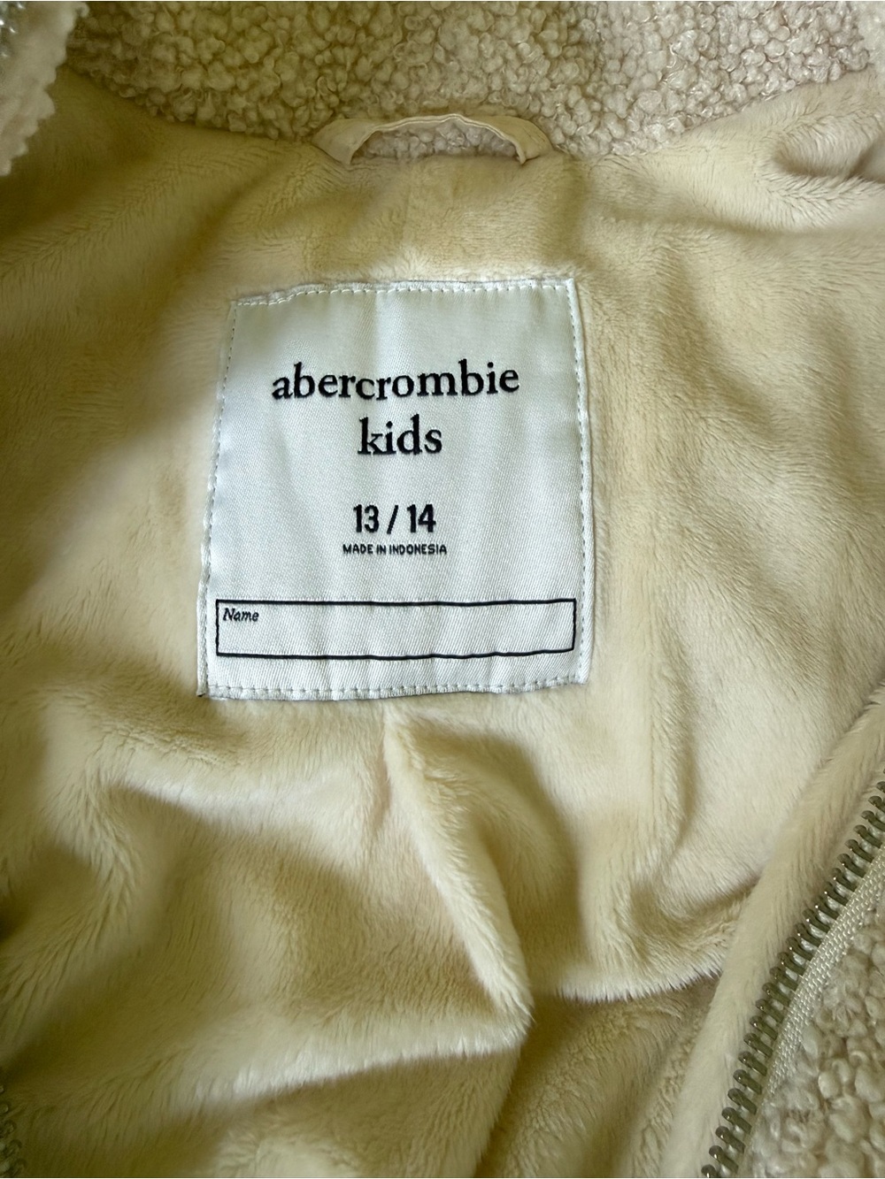 abercrombie kids cream sherpa-lined jacket